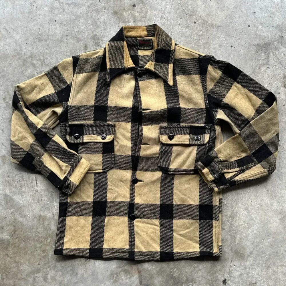 Vintage 60s Chippewa Wool Plaid Tartan Button Shirt Size S/M